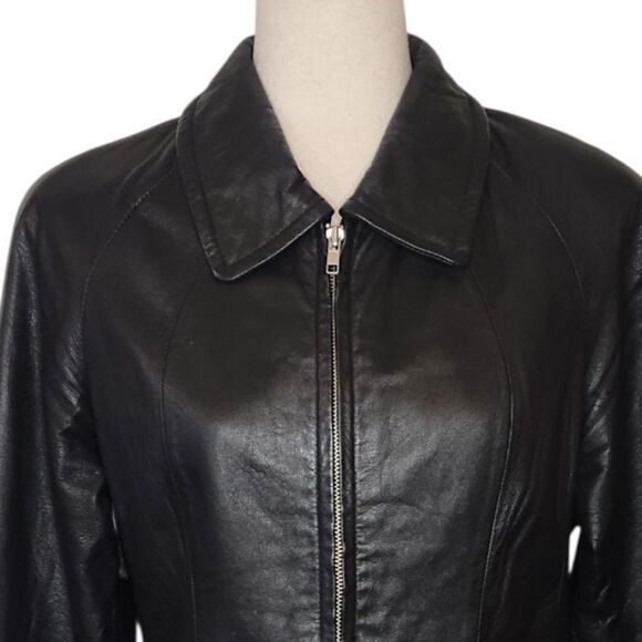 Vintage Wilson Black Leather Lined Full-Zip Jacket Size M - Picture 5 of 7
